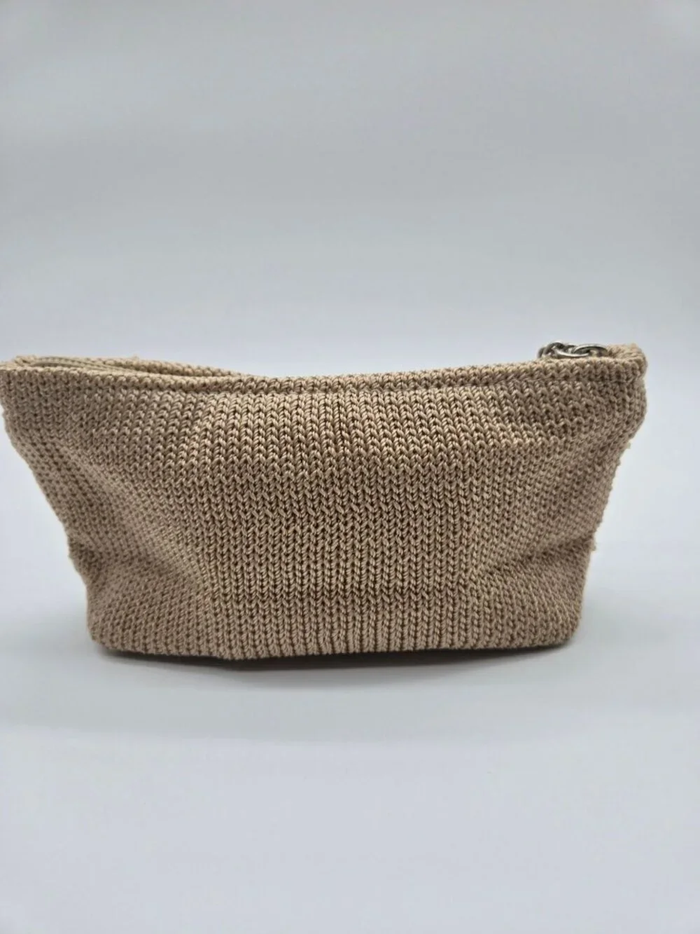 The Sak Tan Crochet Sequin Cosmetic Pouch Zip Makeup Bag Clutch